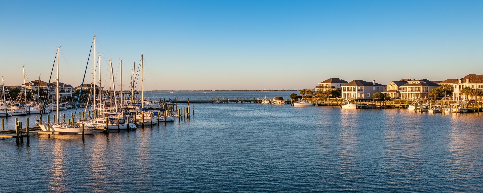 Seabrook real estate — Boatman Realty Seabrook Texas waterfront marina with sailboats and Galveston Bay